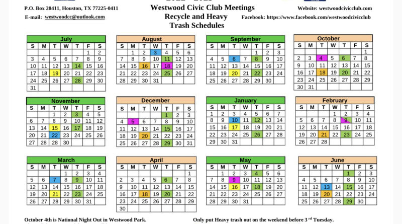 Westwood Calendar